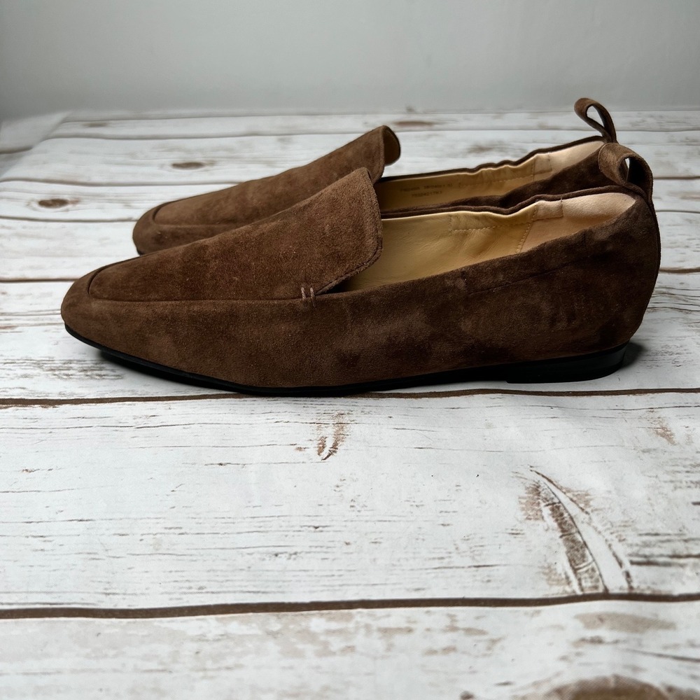 7or9 Loafers Brown Suede Square Toe Flat Shoes Size 38